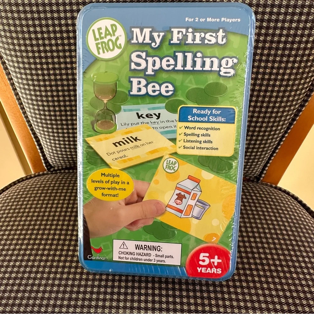 LeapFrog My First Spelling Bee Game 240 Spelling Bee Cards in Metal Container